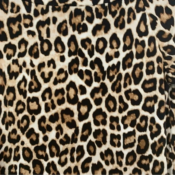 Chicos 0 Top Shirt US  Small Brown Animal Print  Tunic Boat Neck 3/4 Sleeve Work - Picture 8 of 13